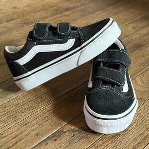Vans Kids Black and White Velcro Sneakers